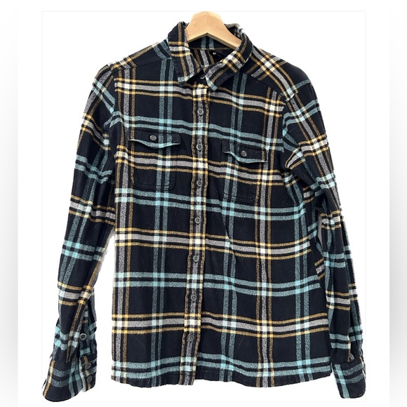 Patagonia Tops - Patagonia Fjord Flannel black, yellow and turquoise plaid